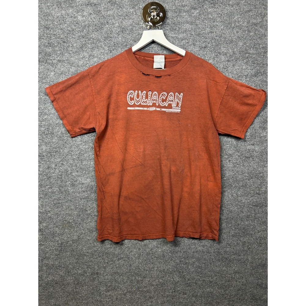 M&O Knits Culiacan Sinaloa Mexico T-Shirt Men's Burnt Orange Crew Neck - Large